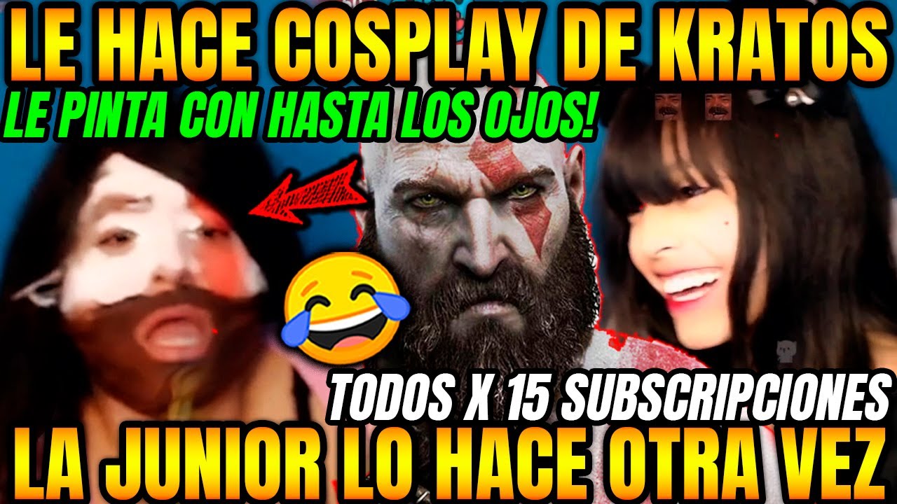 PAYASITA ESTRENA COSPLAY DE KRATOS!🤣LA JUNIOR HACE DE LAS SUYAS MIENTRAS DUERME Y LE PINTA LA CARA😅