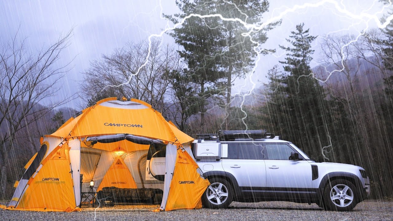 ⭐ПЯТИЗВЕЗДОЧНАЯ ПАЛАТКА? ☔МАКСИМАЛЬНЫЙ кемпинг под зимним дождем / Land Rover DEFENDER