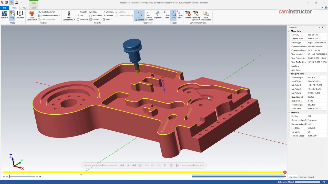 New Features in Mastercam 2019 - Model Chamfer Video 1 of 2