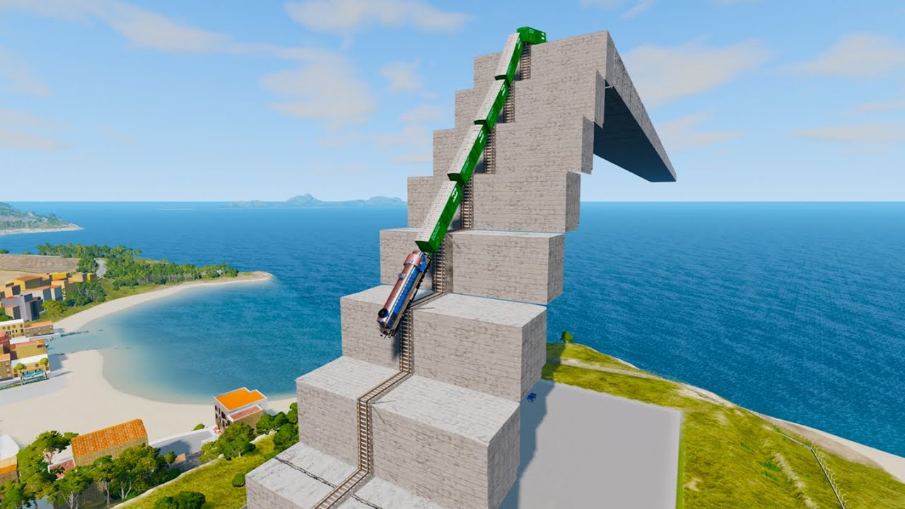 😲Train vs Stairs Crashes | BeamNG.Drive