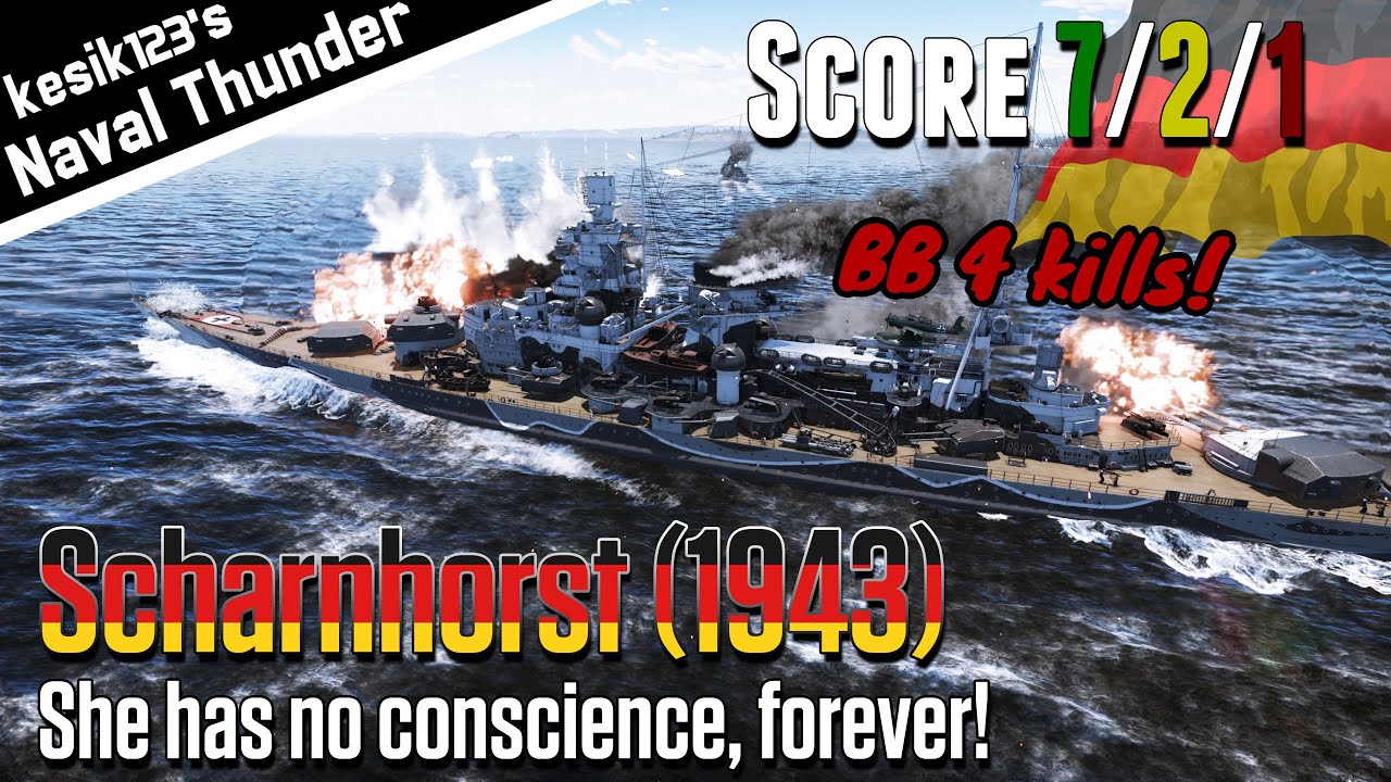 [War Thunder Naval] She has no conscience | Scharnhorst (1943)：Scharnhorst Class Battleship | 2K QHD