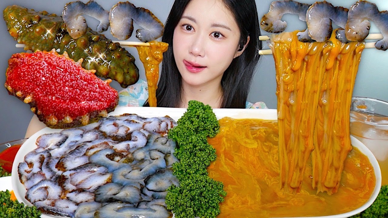 홍해삼 해삼🧡해삼내장과 함께하는 해삼 먹방😋해삼알 해삼내장 먹방 Sea Cucumber Intestines ナマコ このわた | eating show | mukbang asmr