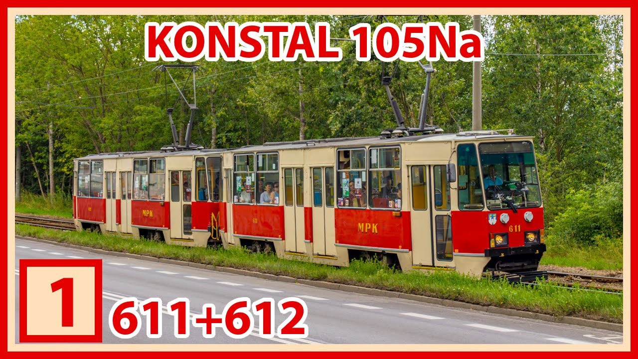 Konstal 105Na 611+612 | cała trasa linii 1