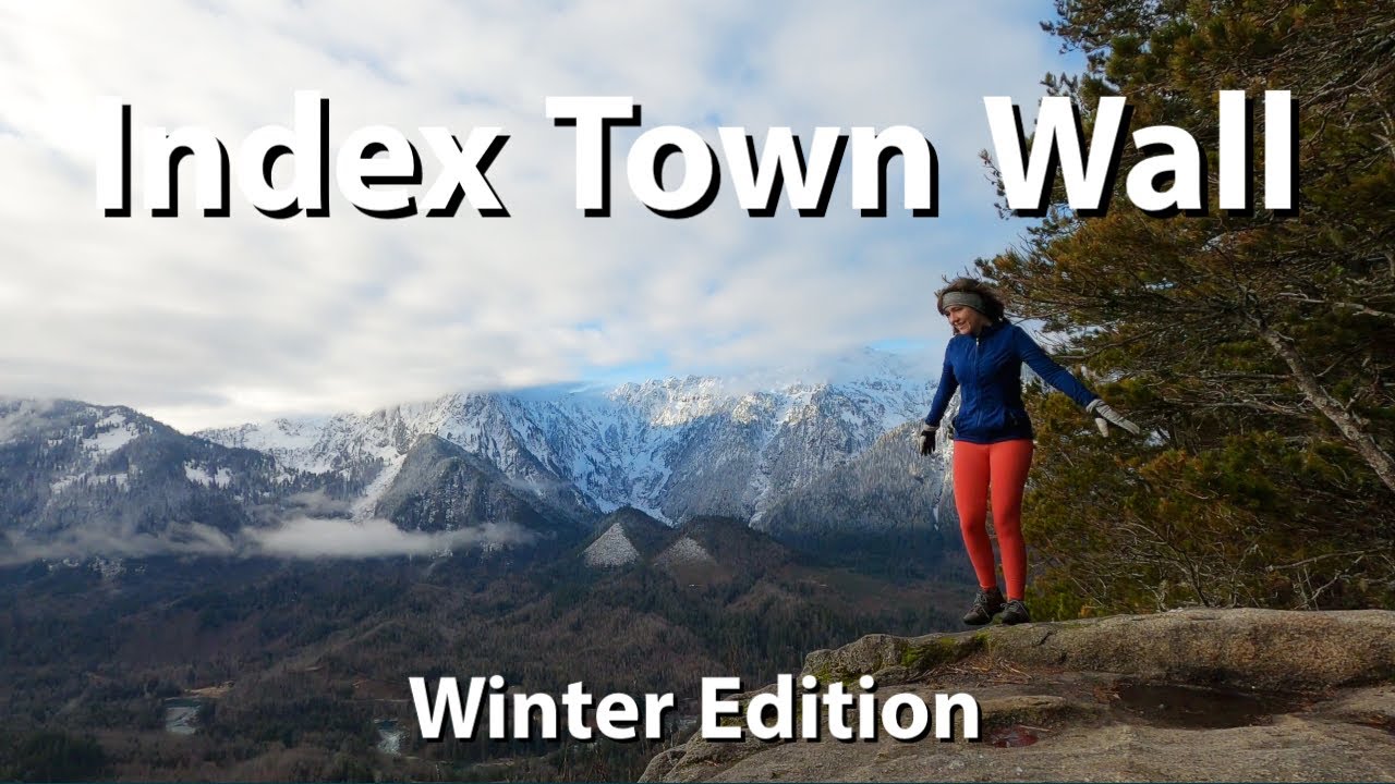 Hiking Index Town Wall in Fresh Snow!