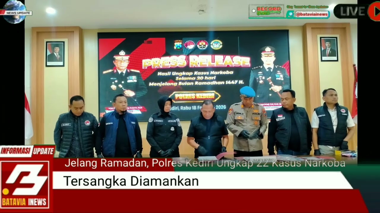 Jelang Ramadan, Polres Kediri Ungkap 22 Kasus Narkoba, 26 Tersangka Diamankan