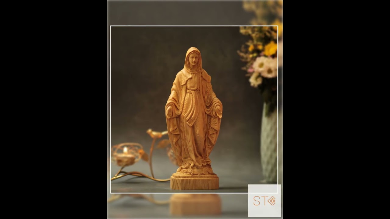 11.8 Inches Our Lady of Grace Statue Unique Gift Christian Gifts Wood Art Living Room Decor Catho...