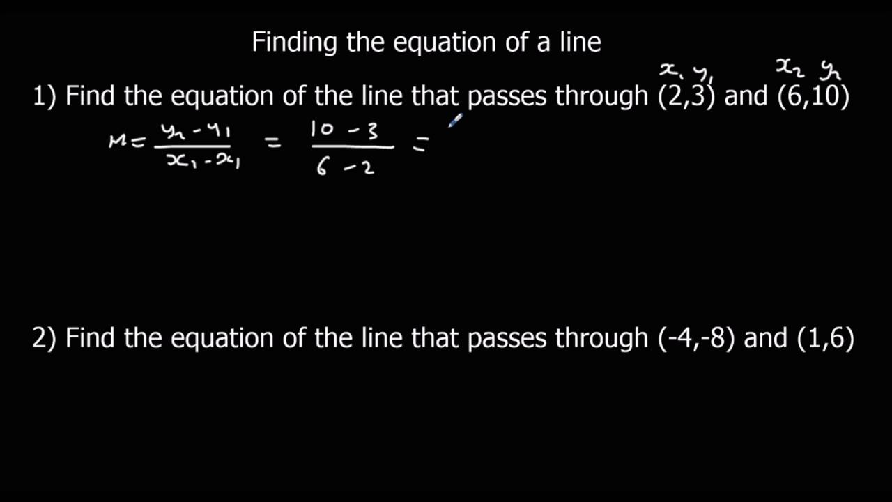 Finding the equation of a line with fractions