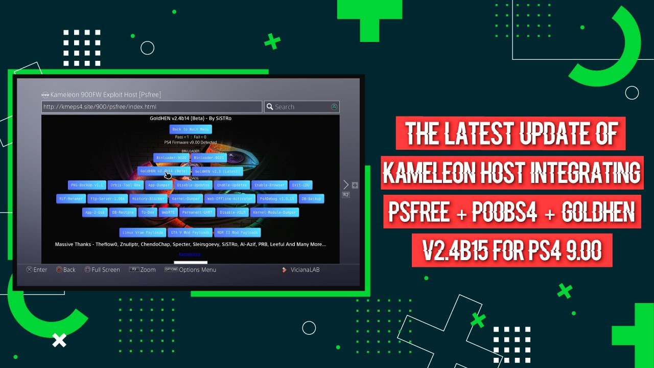 The Latest Update Of Kameleon Host Integrating PSFree + pOOBs4 + GoldHEN v2.4b15 For PS4 9.00