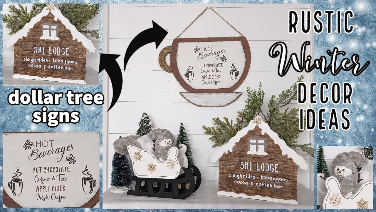 ❄ИДЕИ ДЛЯ ЗИМНЕГО ДЕКОРА В СТИЛЕ РУССКОГО СТИЛЯ!!~Преображение вывесок из Dollar Tree~Сани из мус...