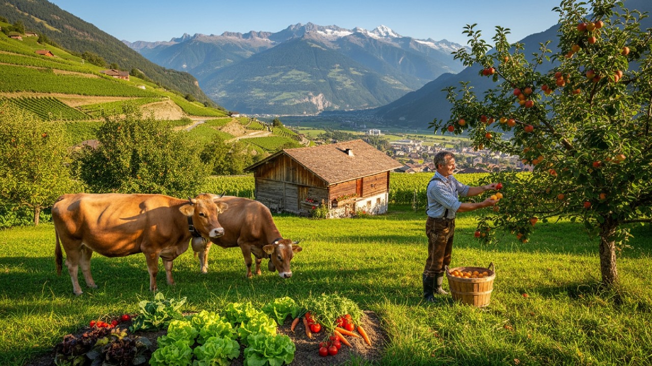 Swiss Alps summer in Valais, Switzerland | Peaceful Rural Life | Relaxing Piano Nature Sounds