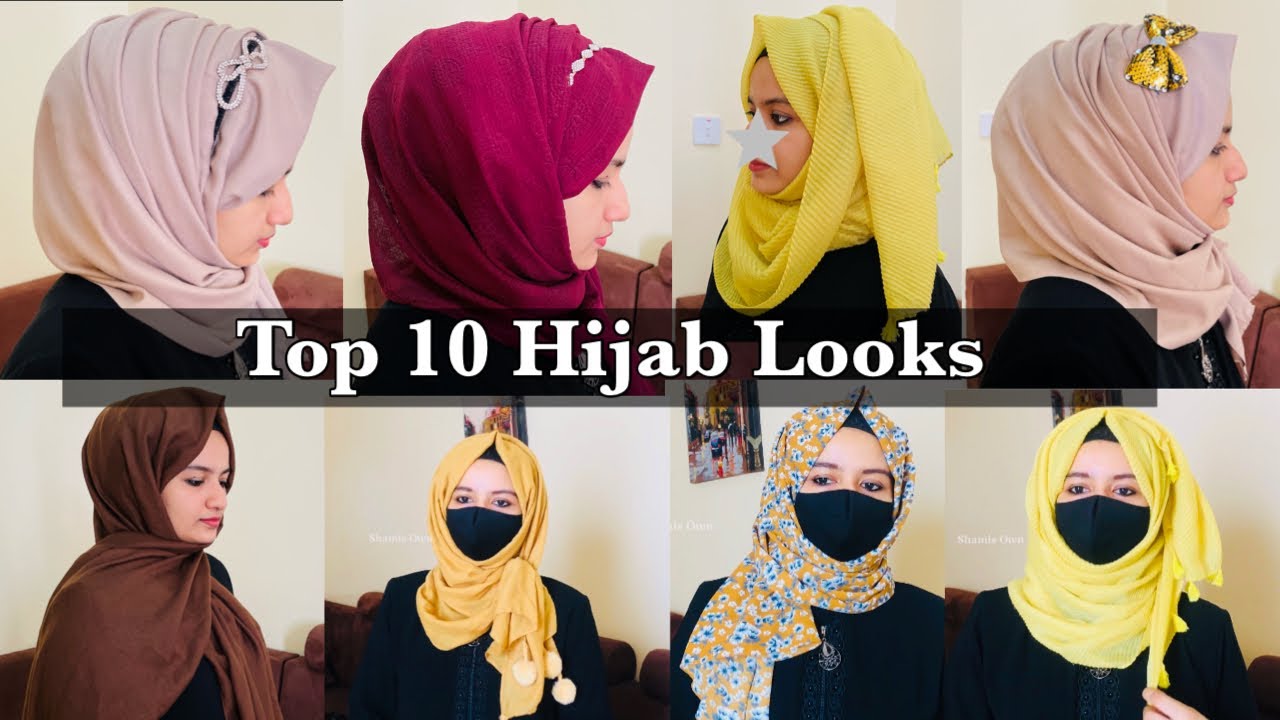 എന്റെ ഹിജാബ്  🧕 Styles 🤗 | Top 10 Hijab looks | Hijab Tutorial in malayalam