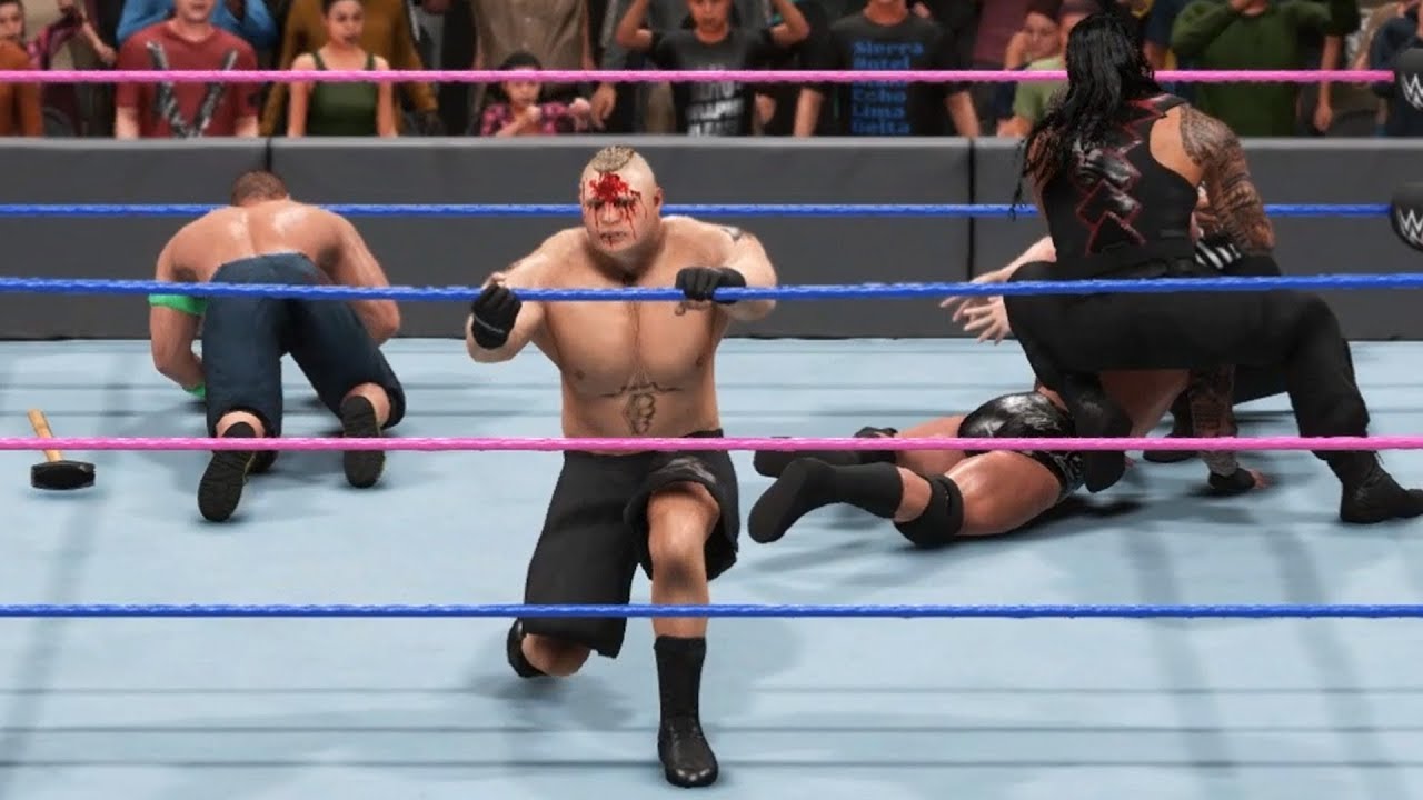 WWE 2K19 - John Cena vs Brock Lesnar vs Roman Reigns vs Randy Orton - Extreme Rules Gameplay HD