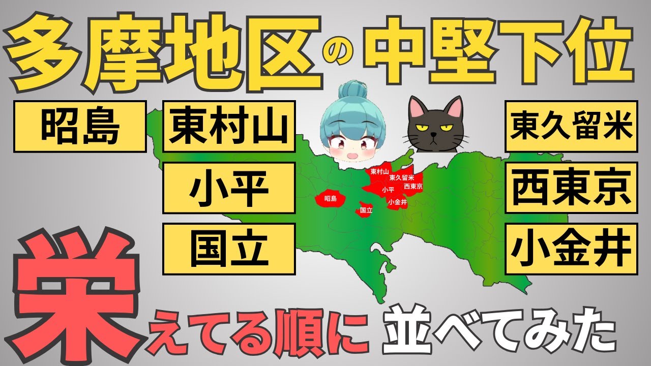 【多摩地区の中堅下位争い】西東京、東久留米、小金井、小平、東村山、国立、昭島を都会度で徹底比較！！