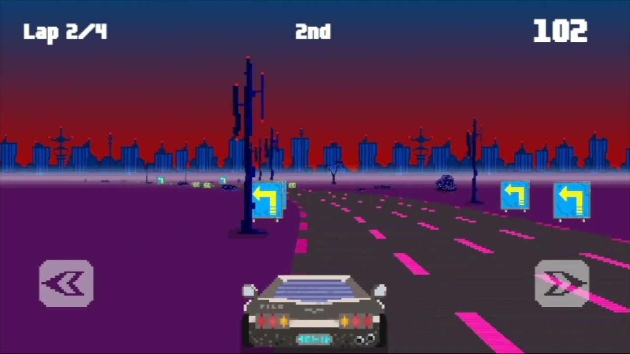 [Video Background] - retro racing game continuously 001 (No Audio) - 1h