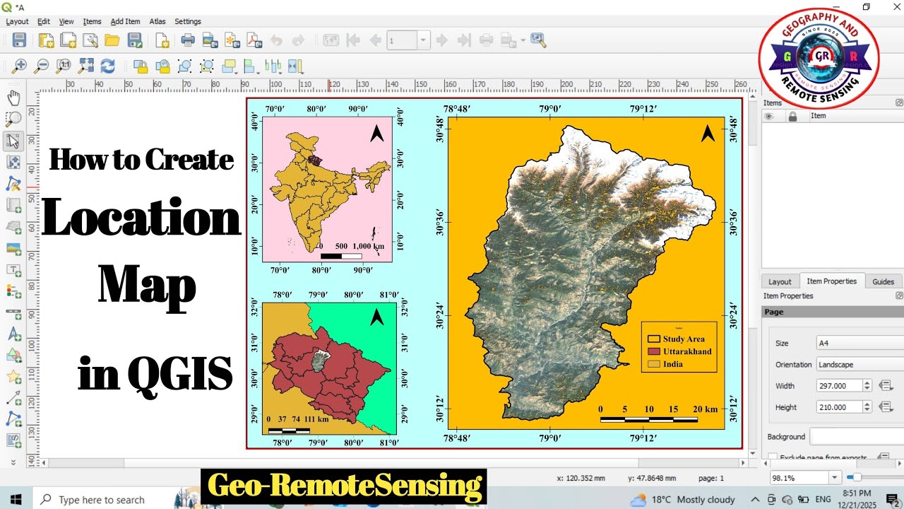 How to create Location Map in QGIS | Study Area Map Using QGIS |
