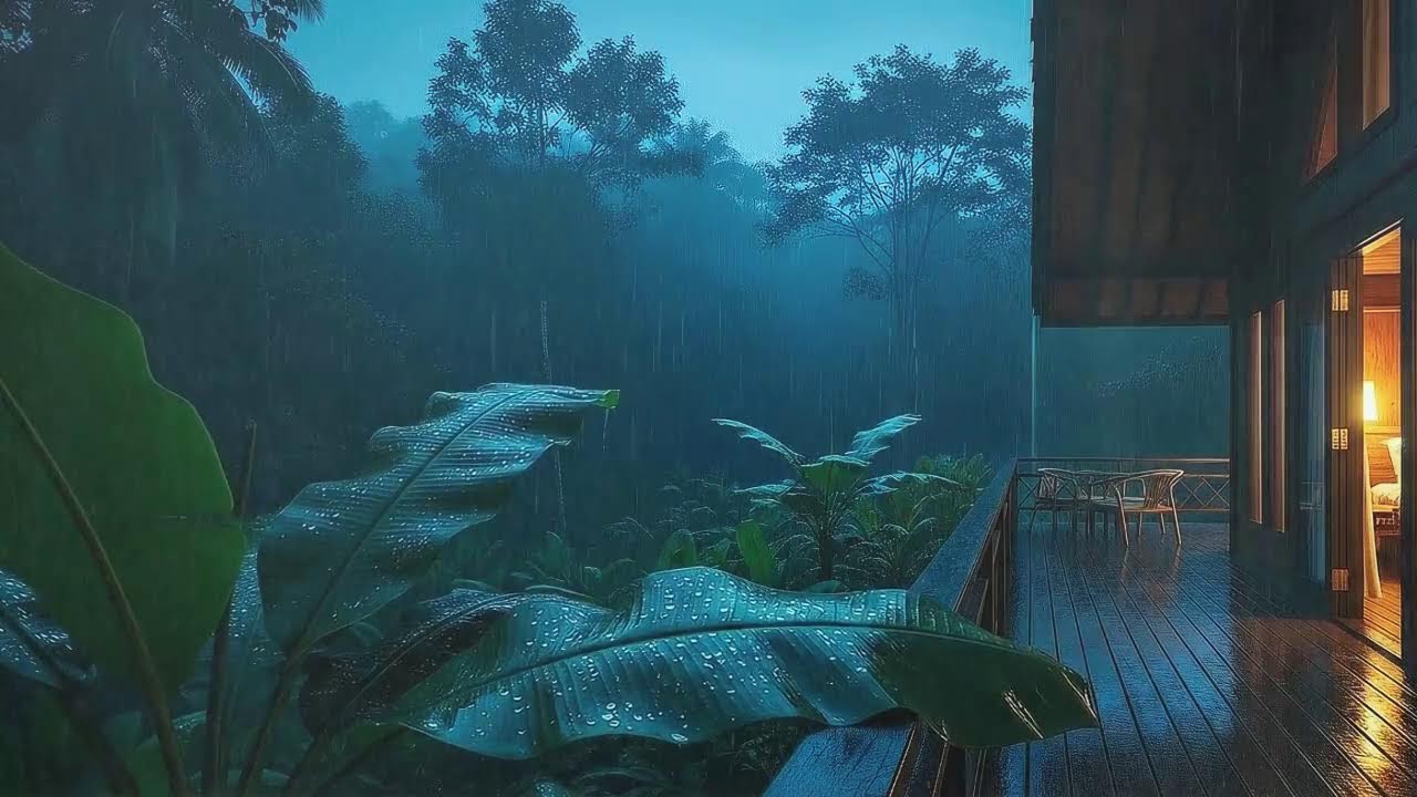 Drift to Sleep with Calm Rain and Distant Thunder Echo at Cozy Cabin 🌧️