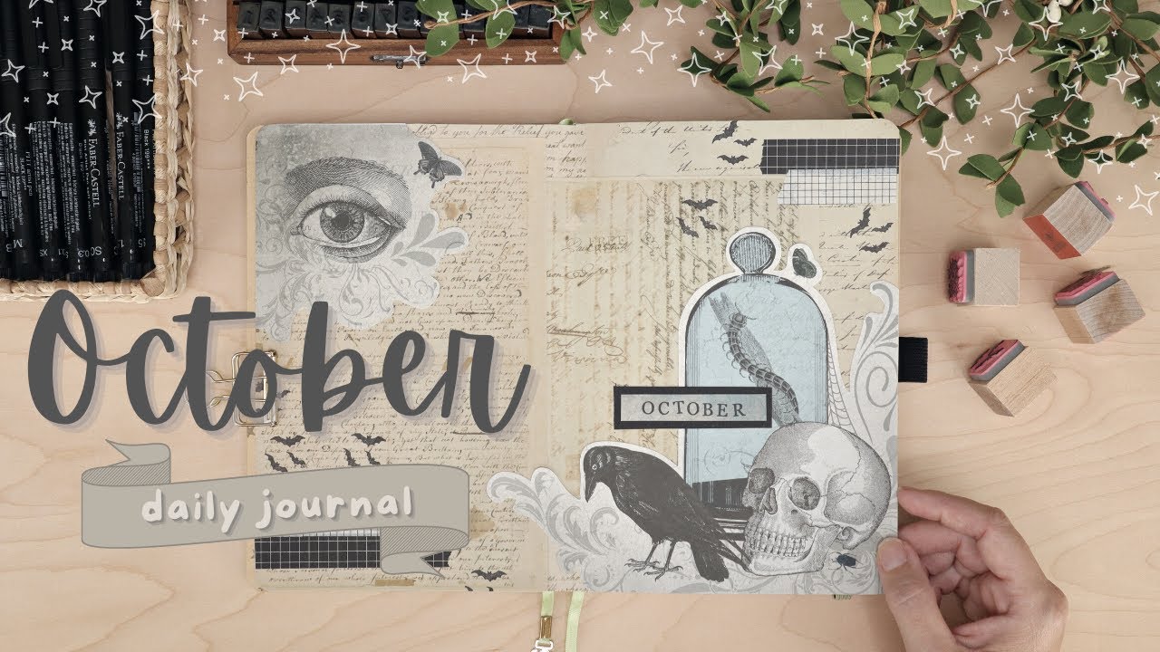 October Daily Journal Setup | Vintage Spooky Vibes | Chill Journal With Me