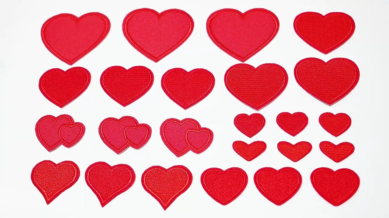 Red Hearts Iron on Patches Embroidered Cute Love Heart Sew-on Patch  for DIY Clothing Dress Hats