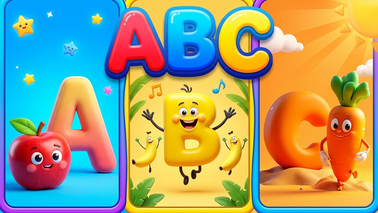 ABC Fruits & Vegetables Song | Learn the Alphabet A–Z with Colorful 3D Letters for Kids!