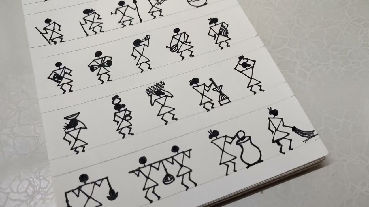 Step by step Warli Art for Beginners | How to draw Warli Art Figures | Tribal Art Drawing Tutorial