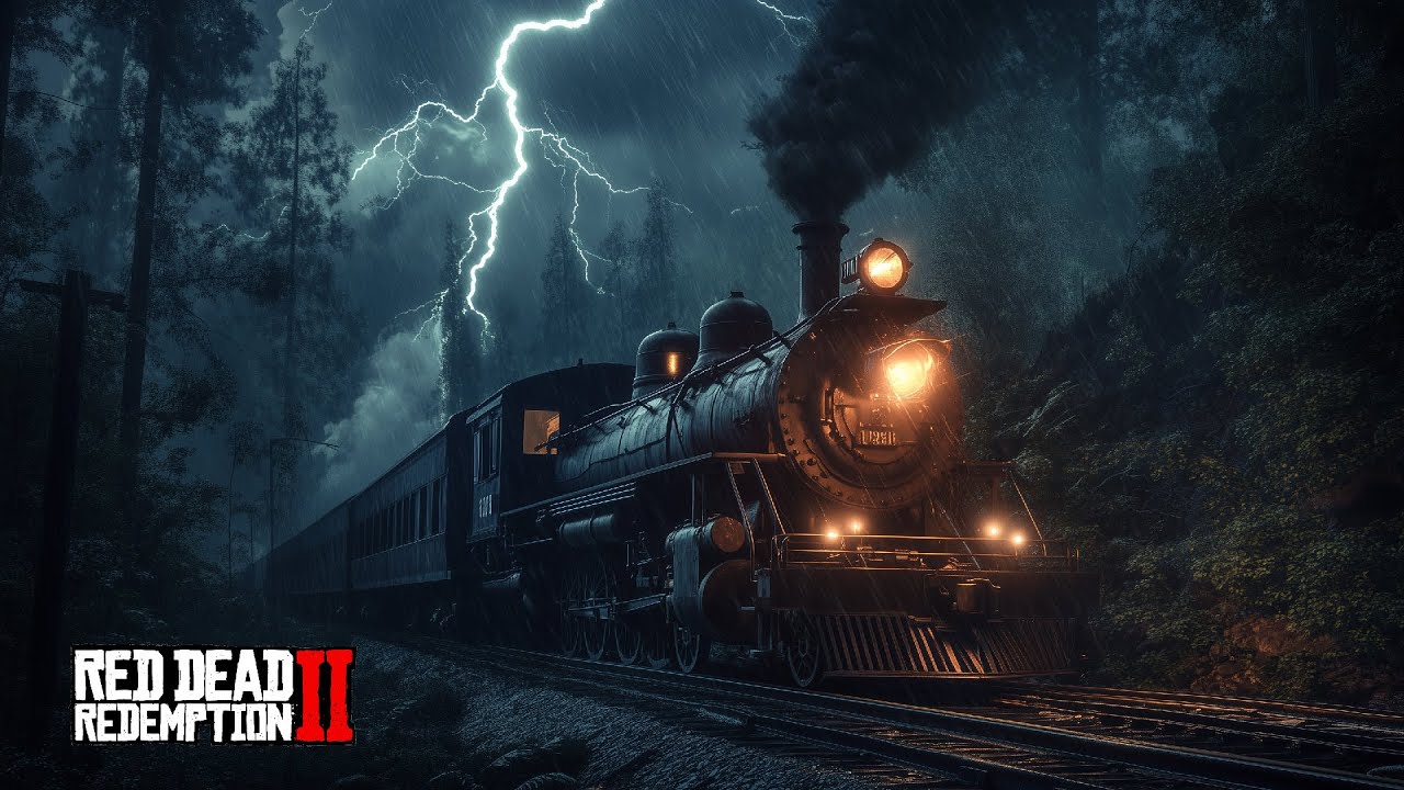 Relax on the train as it journeys through the stormy western lands | RDR2 ASMR