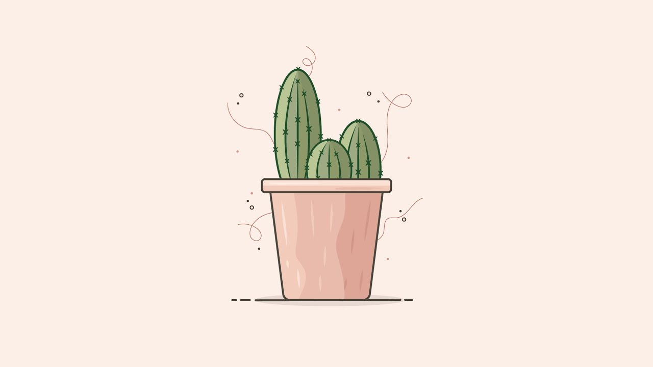 Cute Cactus Plants illustration process video in Adobe Illustrator