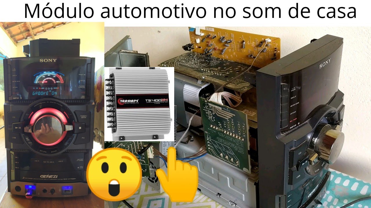 Sony genezi MHC GTR66H queimou a saída de áudio STK adaptei um módulo automotivo Taramps TS 400