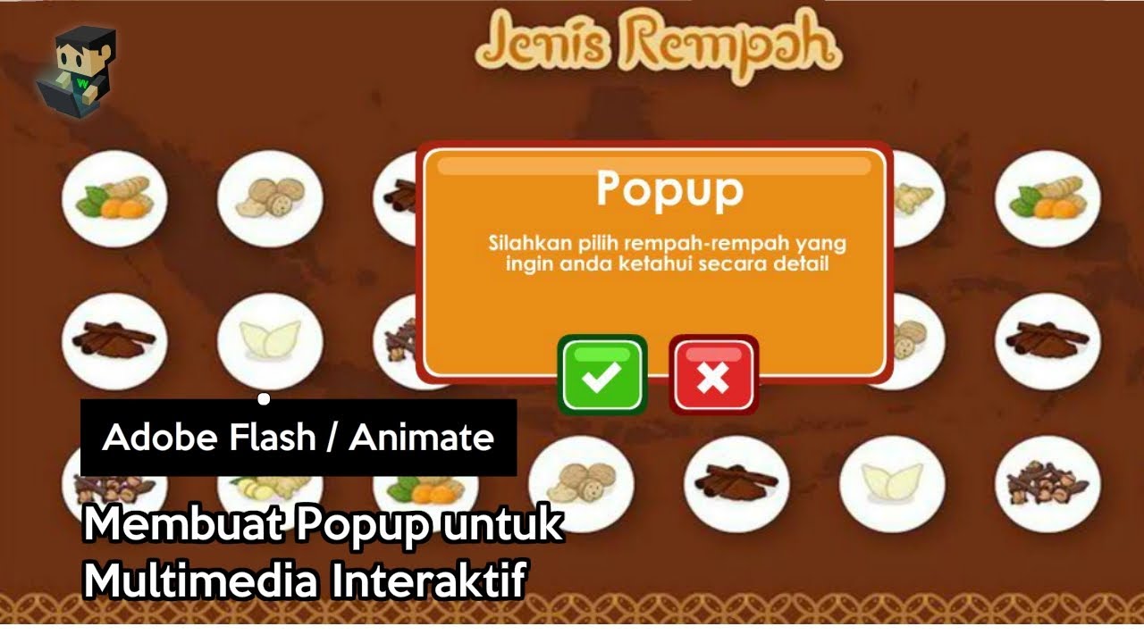 [Adobe Flash/Animate] Membuat popup untuk multimedia interaktif atau game