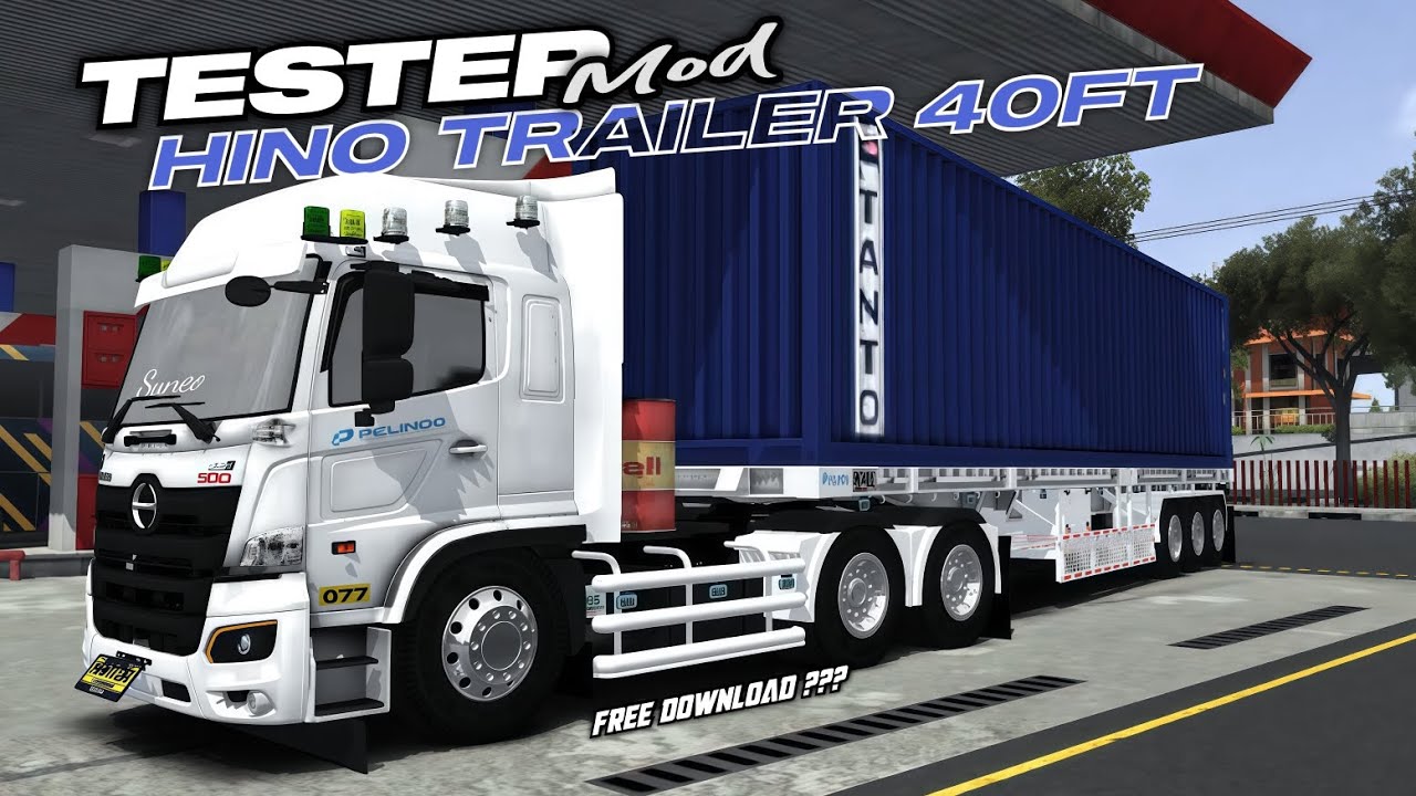 Tester || mod bussid truck hino 500 trailer 40ft 