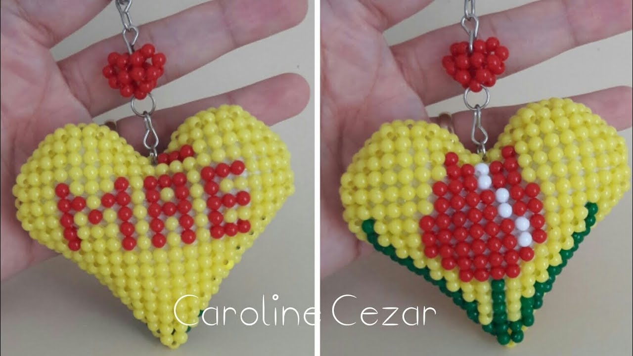Coração Dia das Mães em Miçangas Parte 1 de 3 (Frente) / (Beaded Mother's Day heart/Beading Tutorial