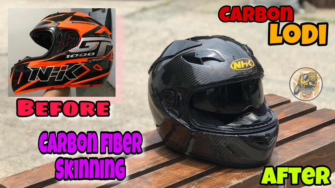 Helmet Carbon Fiber Skinning | DIY | NHK GP1000 | Carbon Lodi