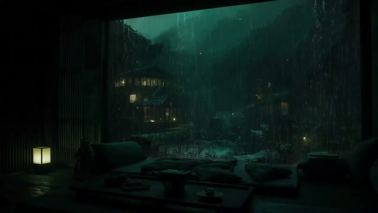 🌧 Calm Night Rainfall in a Dark Bedroom (No Ads) | Peaceful Sleep Sounds