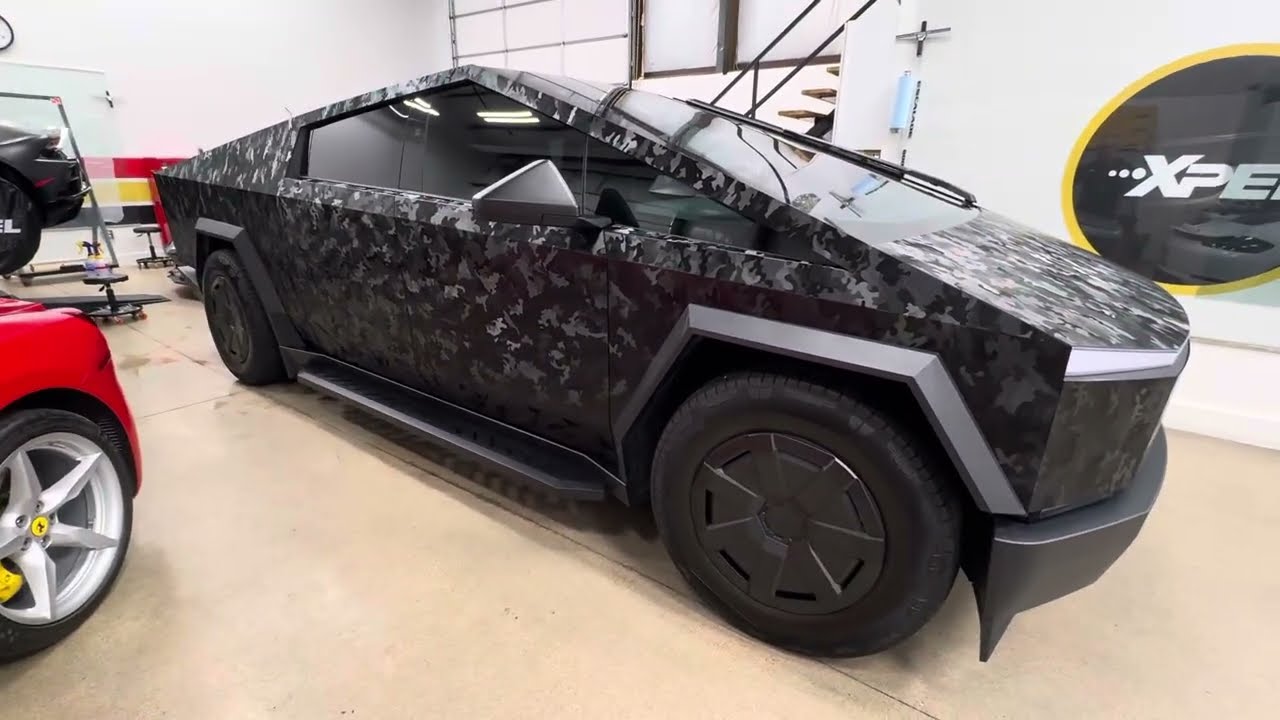 Tesla Cyber Truck with Custom Paint Protection Film, Camo wrap 