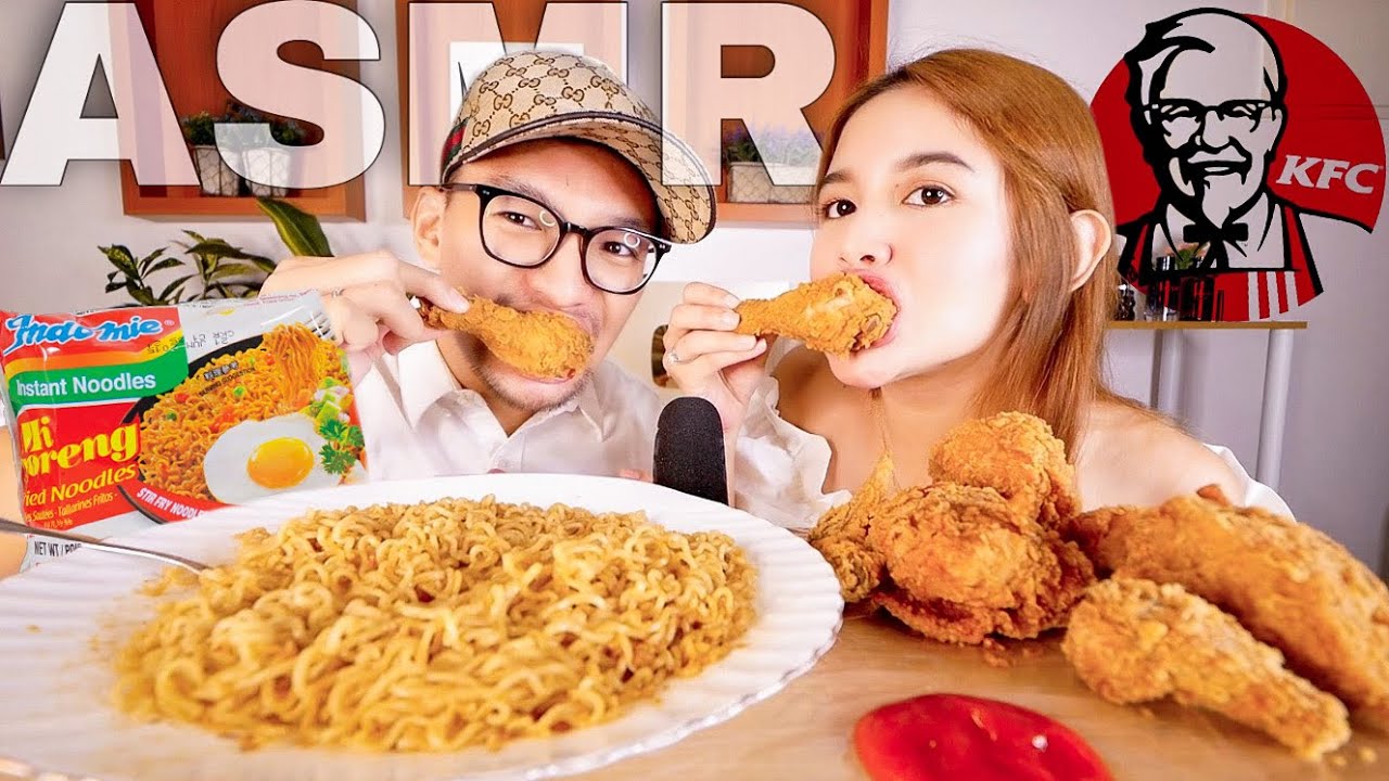 ASMR KFC + INDOMIE GORENG BARENG SUAMI. HATI2 NGILER!!