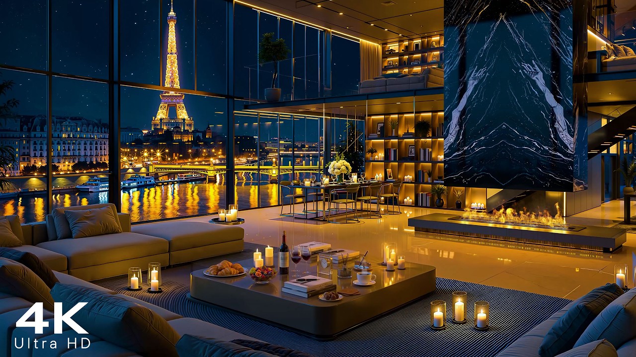 Exquisite Paris Night Jazz 🏙️ Soft Piano Jazz in Luxury Apartment Ambience for Study & Sleep