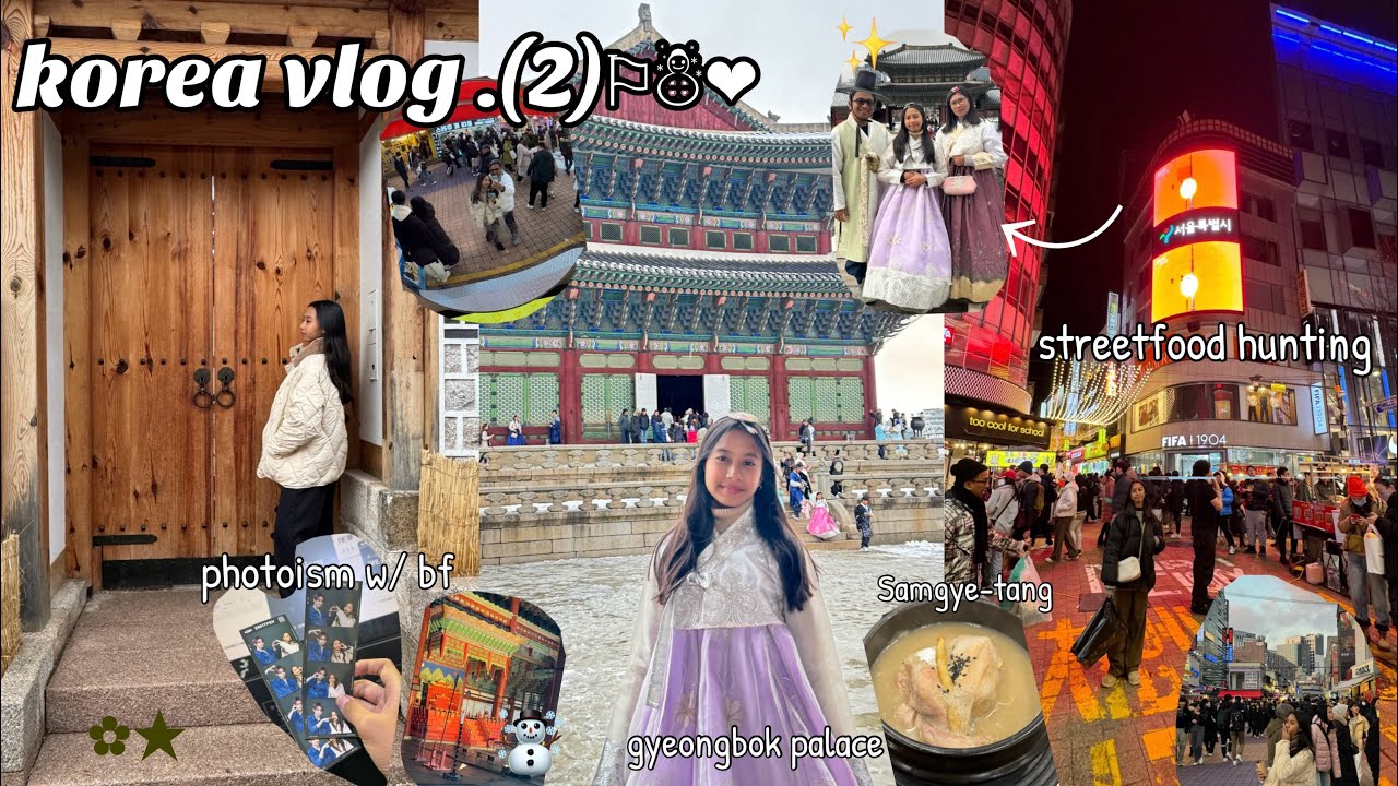 KOREA WINTER VLOG #2 ☃️🌧️| wearing hanbok, myeongdong hongdae shops, saw enha a bit