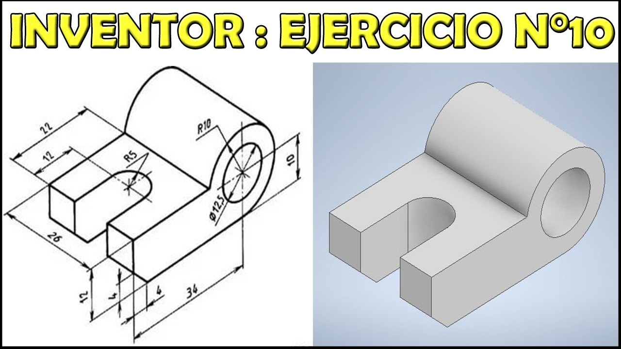 ✔️Dibujo 3D Autodesk Inventor 2021 para principiantes - Ejercicio N&deg;10✔️
