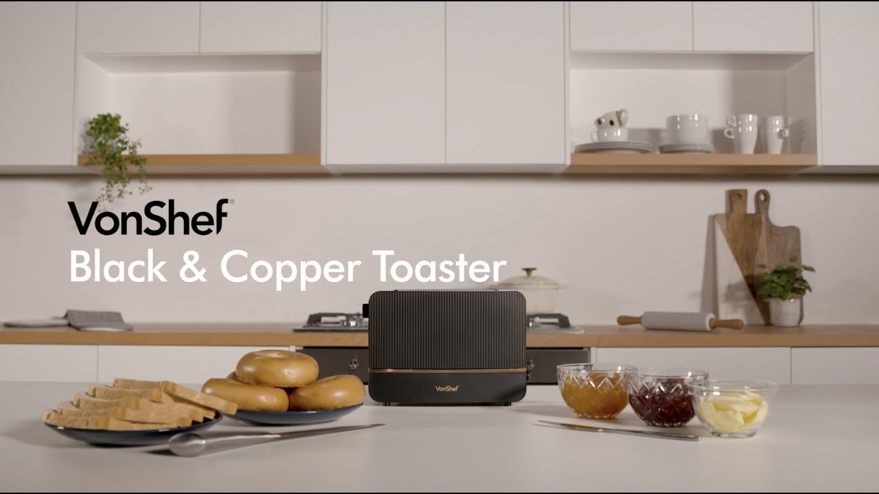 VonShef 2 Slice Black & Copper Toaster