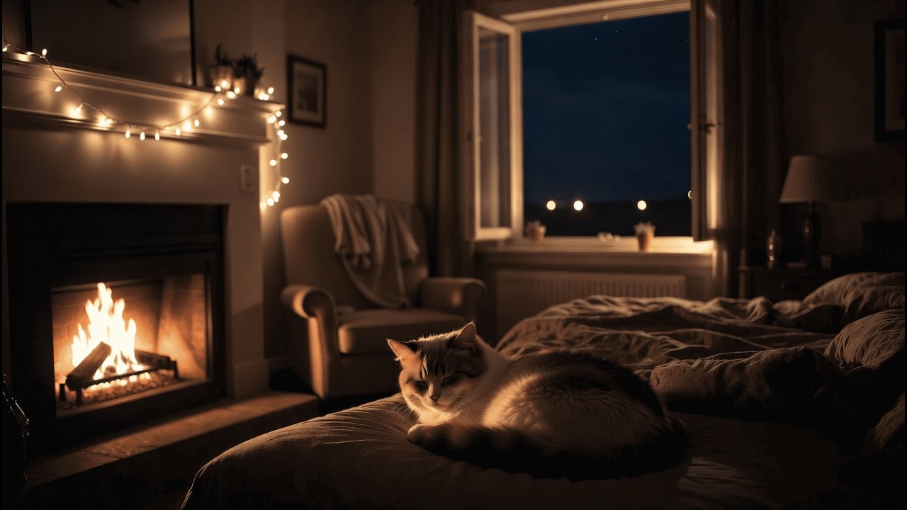8 Hours Rain & Fireplace Ambience + Gentle Affirmations | Fall Asleep Fast in Cozy Cabin