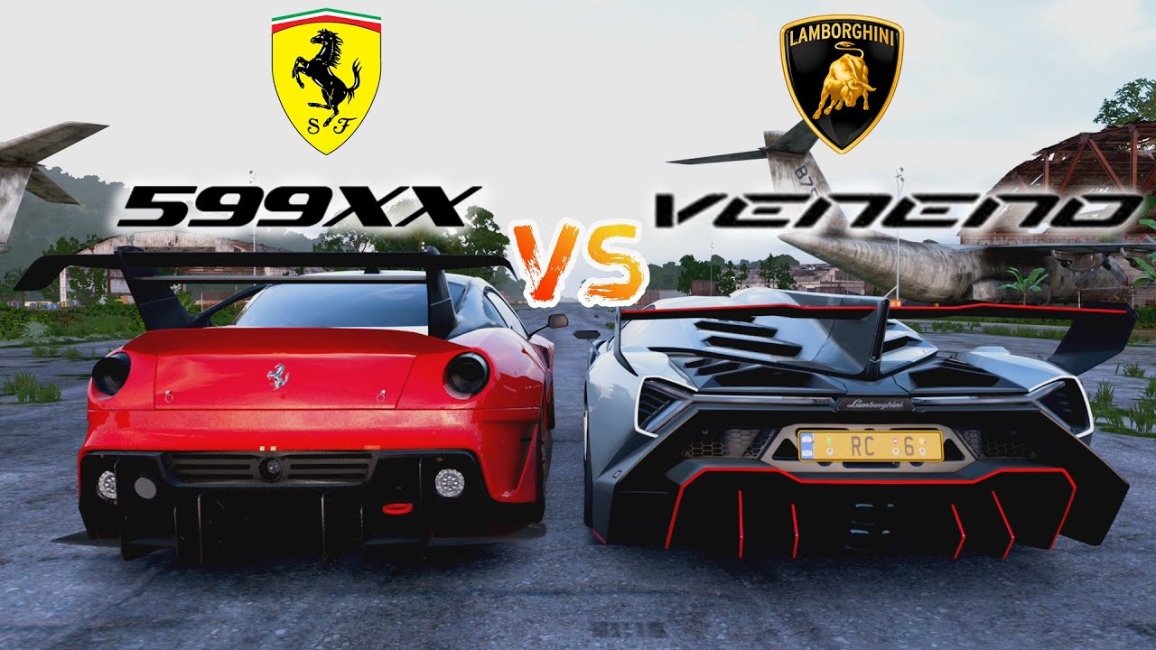 Ferrari 599XX V12 vs Lamborghini Veneno V12 [DRAG RACE][FH5]