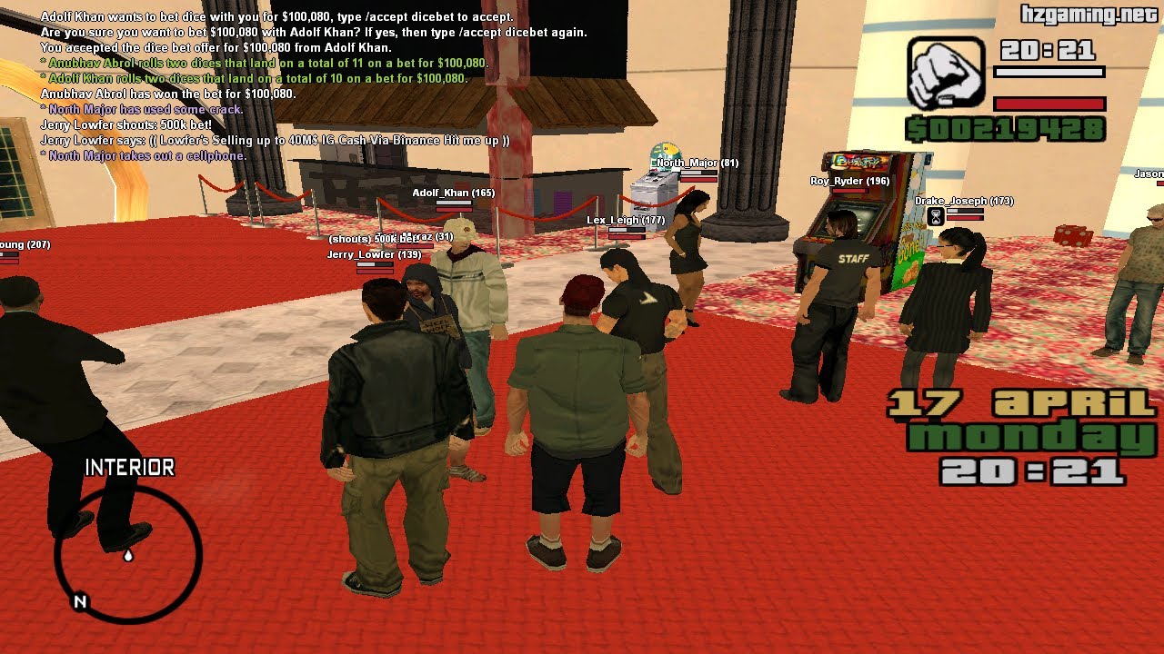 GTA SAMP [HZRP] - DOING DICEBETS LOSING ALL AND DONATING REST!