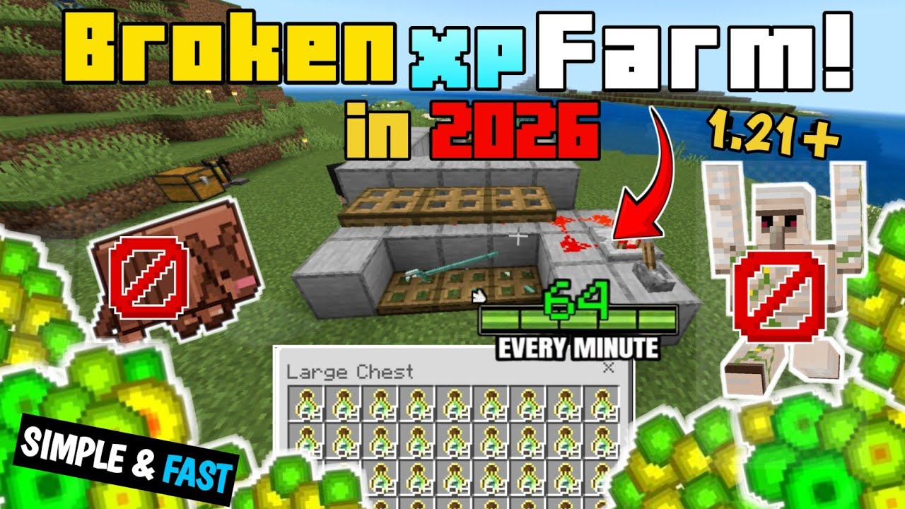 The only xp farm you need in 2026! 🤯 | bedrock xp farm #minecraft bedrock 1.21 easy xp farm