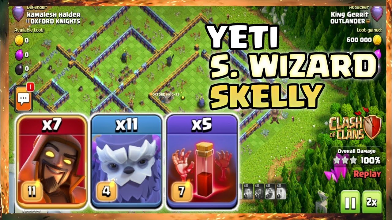 OP!! YETI SUPER WIZARD with SKELETON Spell - TH15 Attack Strategy