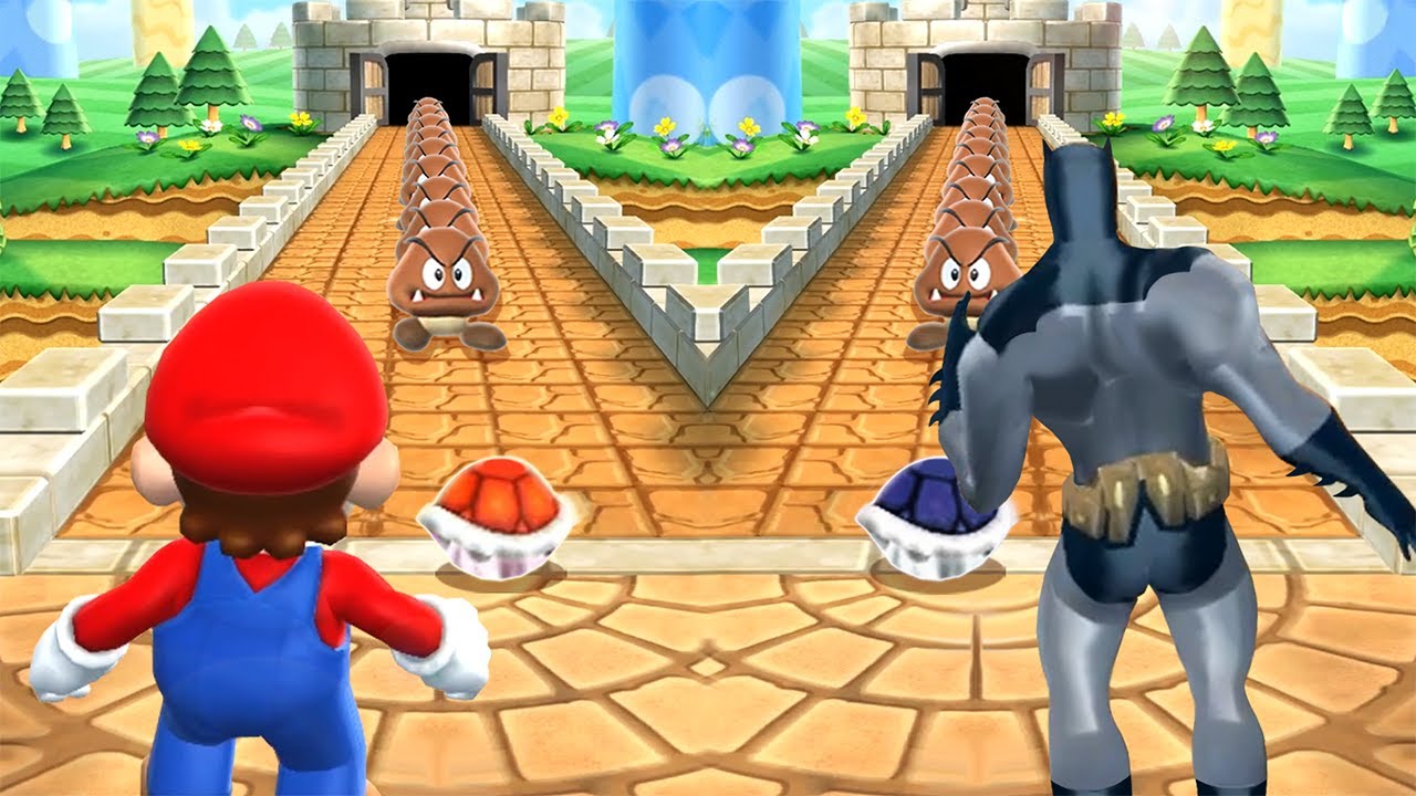 Mario Party 9 MiniGames - Mario Vs Batman Vs Spider Man Vs SpongeBob (Master Cpu)