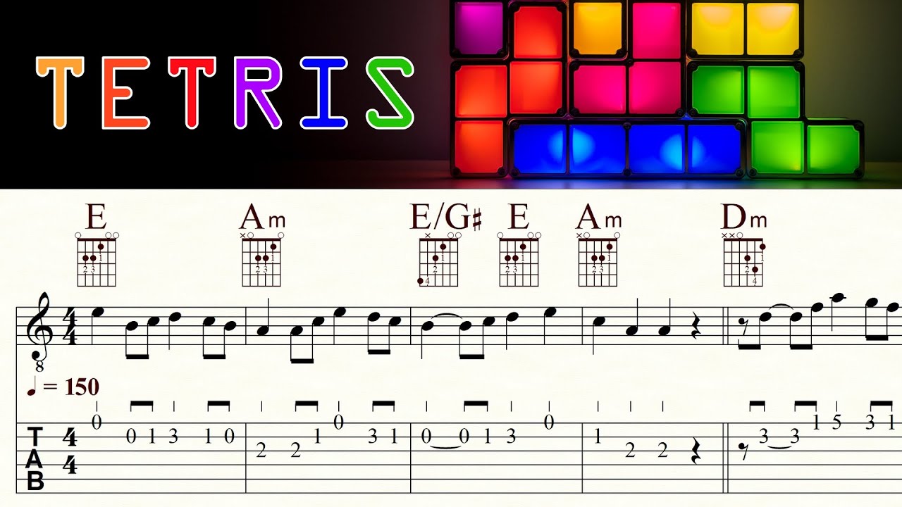 TETRIS THEME | Korobeiniki | Complete Version | Acoustic Guitar Lesson Tutorial | TAB & Sheet Music