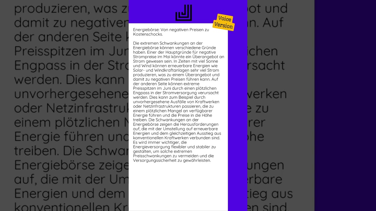 19.07.2024 - Energieb&ouml;rse: Von negativen Preisen zu Kostenschocks...
