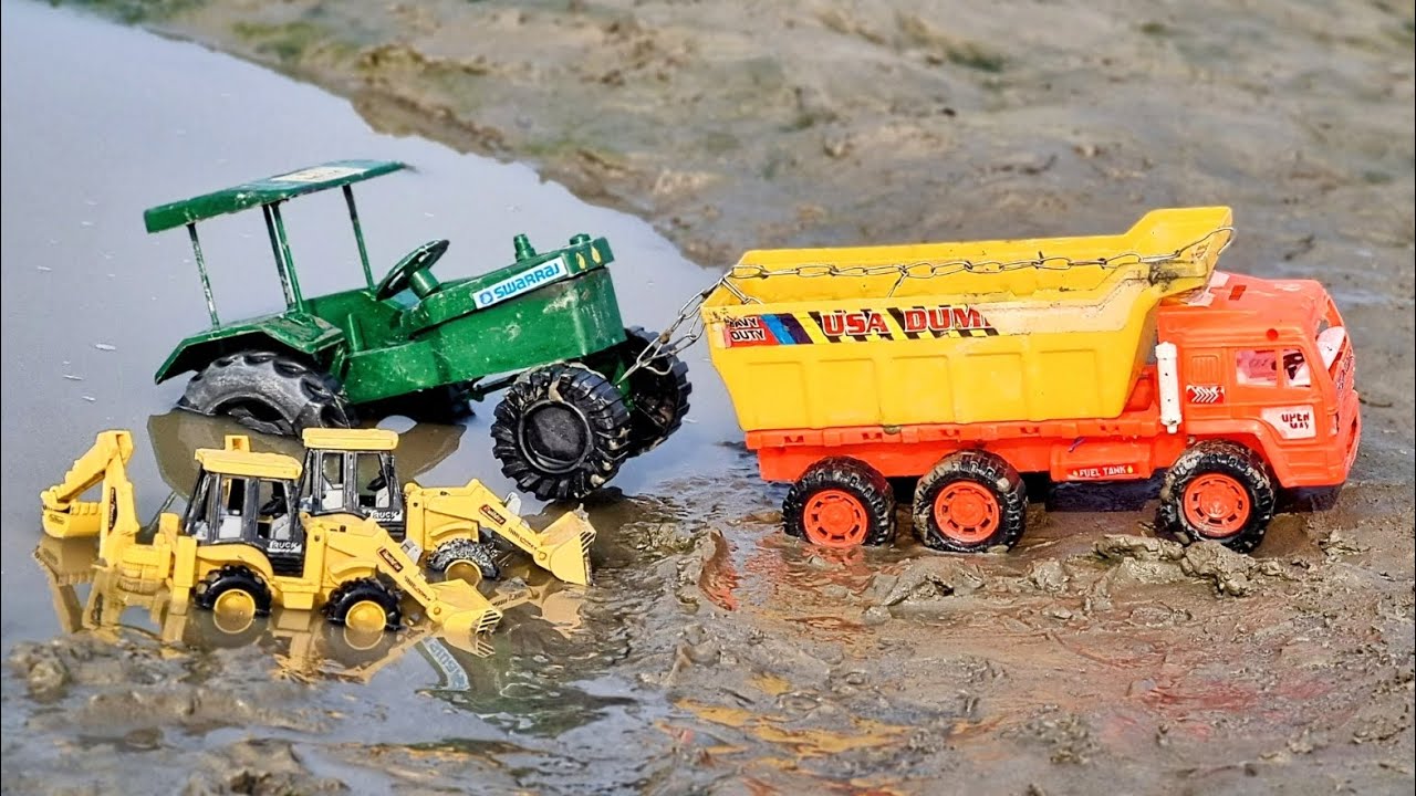 JCB Tractor, Truck pulling out riverside accident tractor ? JCB jump muddy river  ?
