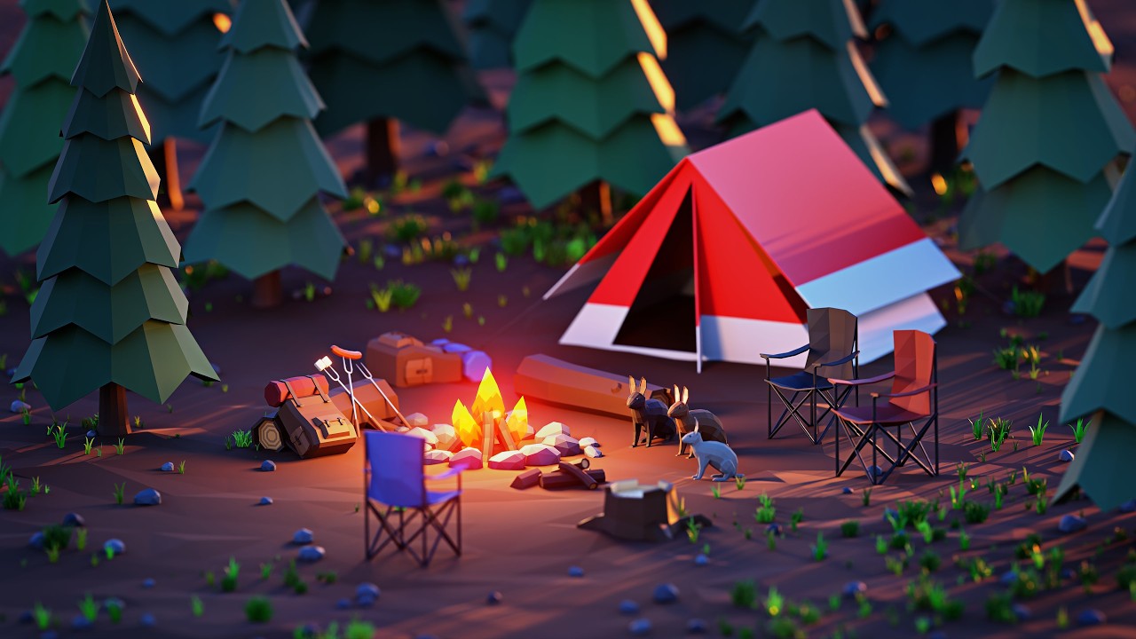 Create a Cozy Low Poly Camping Scene in Blender 🏕️