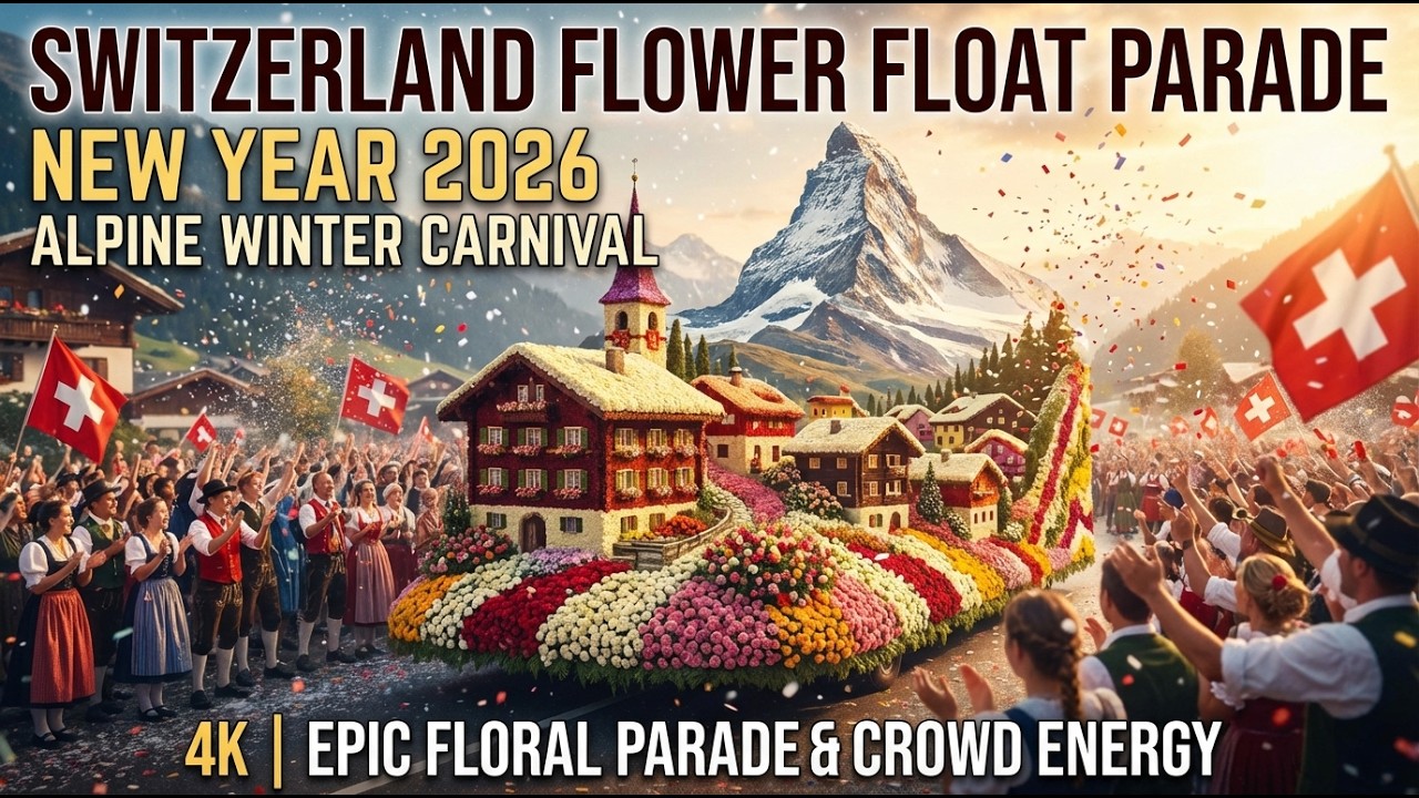 Switzerland Flower Float Parade • New Year 2026 Alpine Winter Carnival 4K | Epic Floral Parade