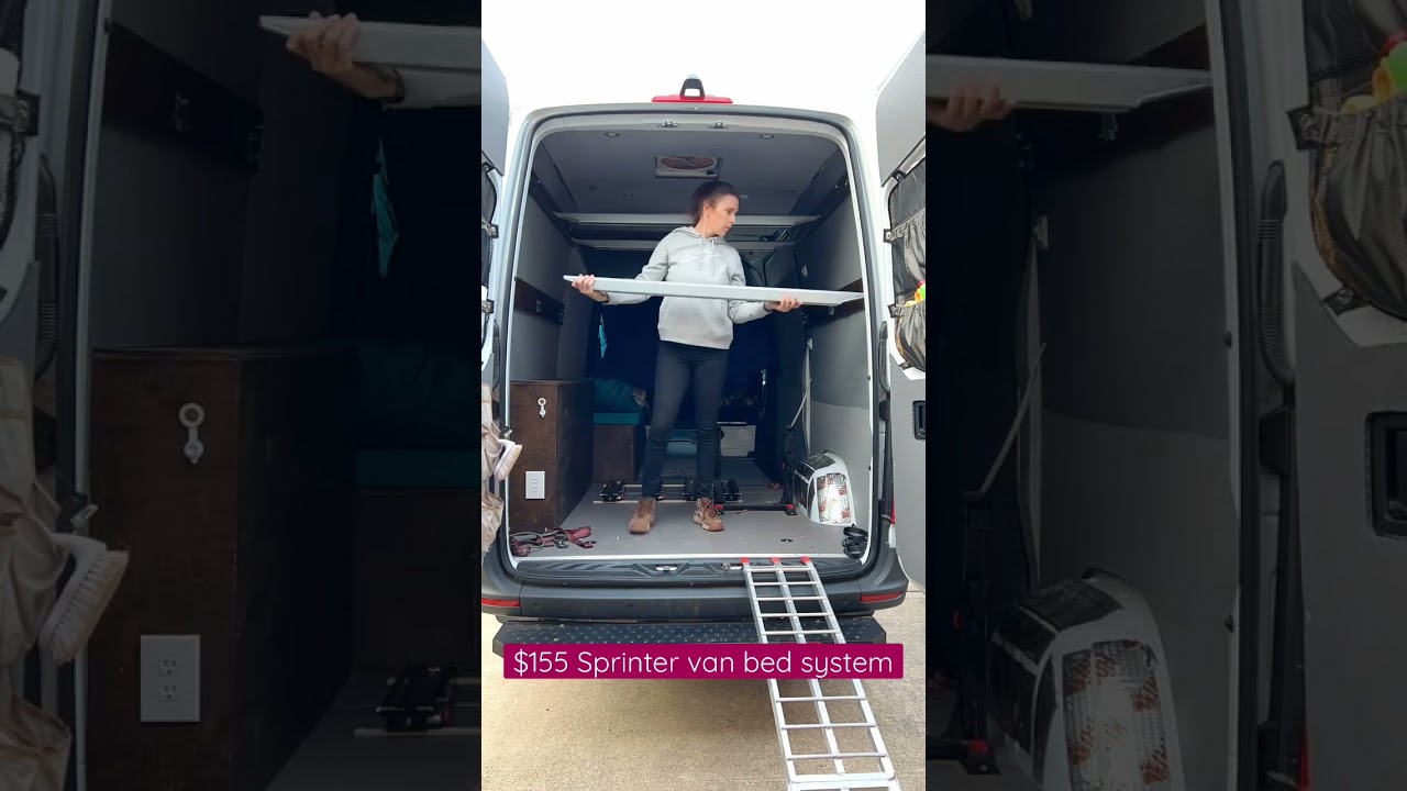 $155 Van bed system! Full vid on my YT channel.. #vanlife #sprinter #diy #camping #vanbuild